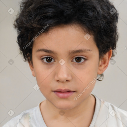 Neutral white child female with short  brown hair and brown eyes