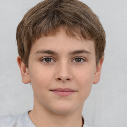 Neutral white child male with short  brown hair and brown eyes