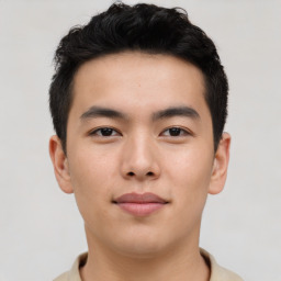 Neutral asian young-adult male with short  brown hair and brown eyes