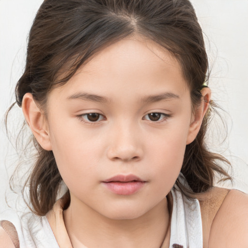 Neutral white child female with medium  brown hair and brown eyes