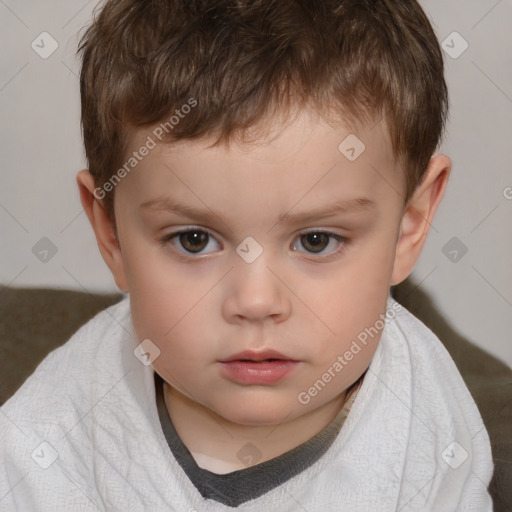 Neutral white child male with short  brown hair and brown eyes