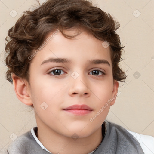 Neutral white child male with short  brown hair and brown eyes