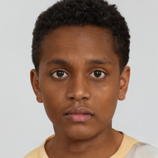 Neutral black young-adult male with short  brown hair and brown eyes