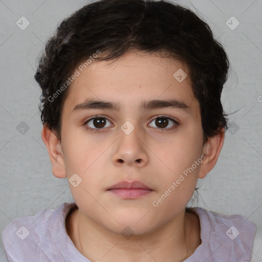 Neutral white child male with short  brown hair and brown eyes