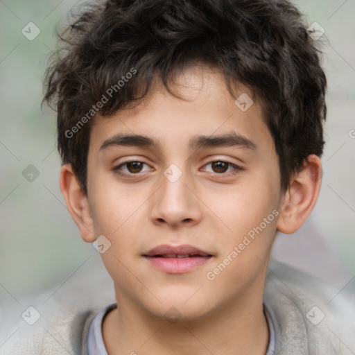 Neutral white child male with short  brown hair and brown eyes