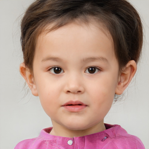 Neutral white child female with short  brown hair and brown eyes