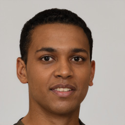 Neutral latino young-adult male with short  brown hair and brown eyes