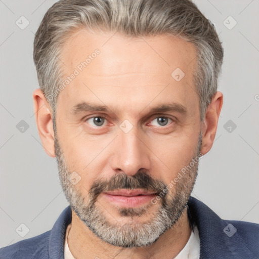 Neutral white adult male with short  brown hair and brown eyes