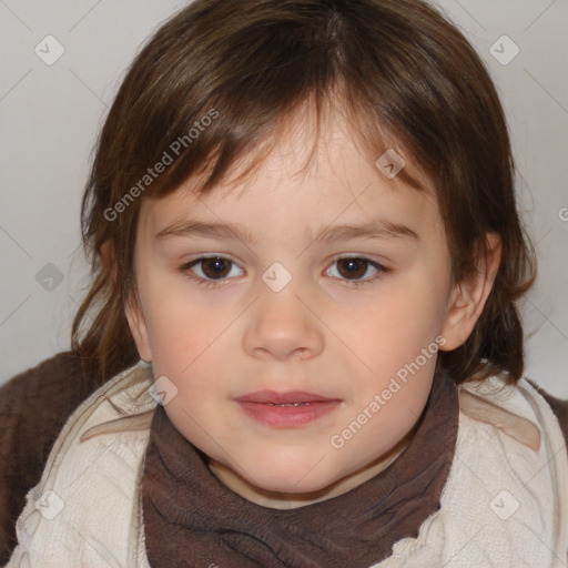 Neutral white child female with medium  brown hair and brown eyes