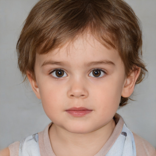 Neutral white child male with medium  brown hair and brown eyes