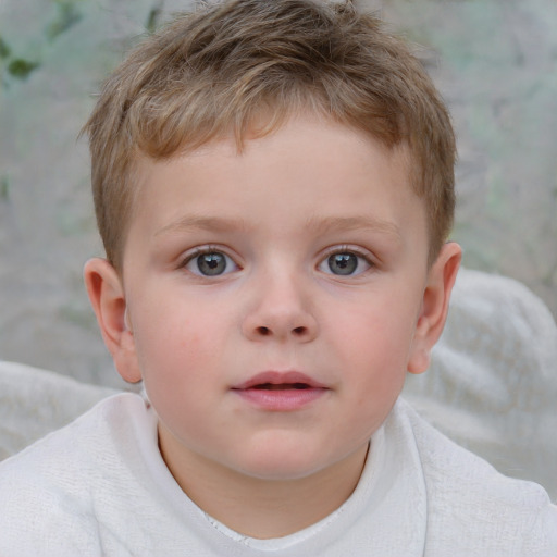 Neutral white child male with short  brown hair and brown eyes