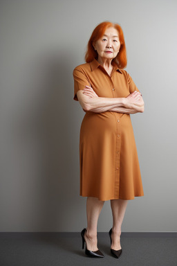 Korean elderly female with  ginger hair