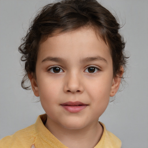 Neutral white child female with medium  brown hair and brown eyes