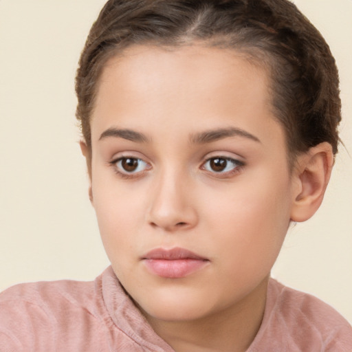 Neutral white child female with short  brown hair and brown eyes