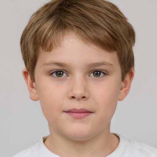 Neutral white child male with short  brown hair and brown eyes