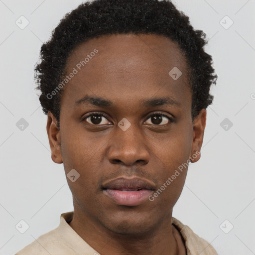 Neutral black young-adult male with short  brown hair and brown eyes