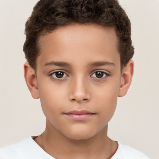 Neutral white child male with short  brown hair and brown eyes