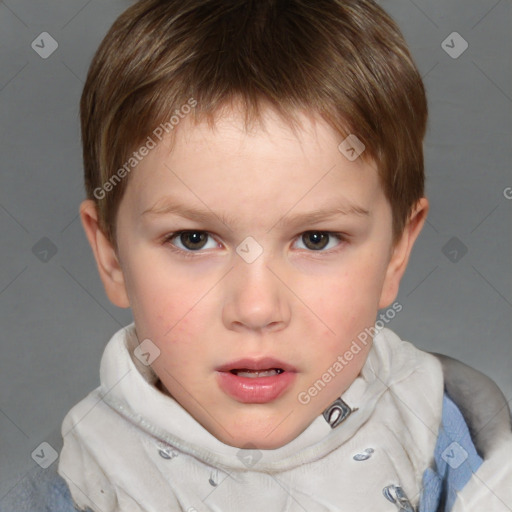 Neutral white child male with short  brown hair and brown eyes