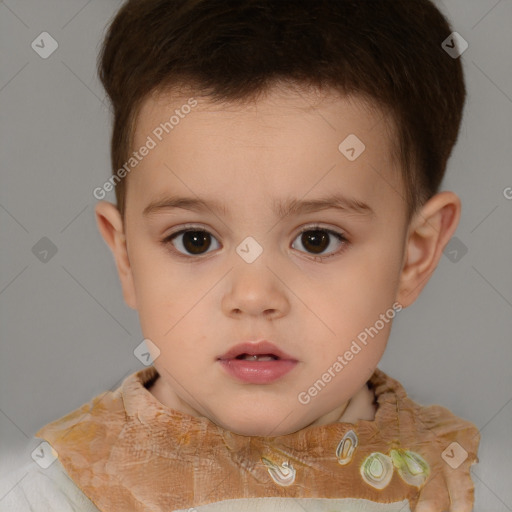 Neutral white child female with short  brown hair and brown eyes