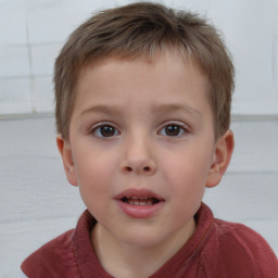 Neutral white child male with short  brown hair and brown eyes