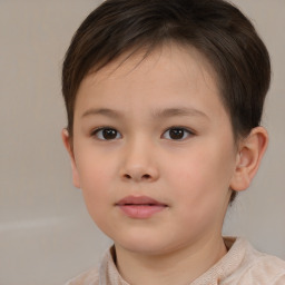 Neutral white child female with short  brown hair and brown eyes