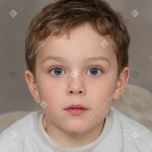 Neutral white child male with short  brown hair and brown eyes