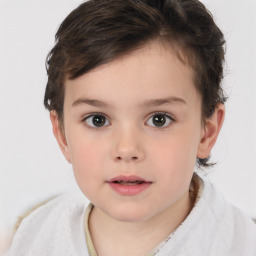 Neutral white child female with short  brown hair and brown eyes