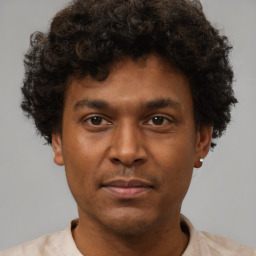 Neutral black young-adult male with short  brown hair and brown eyes