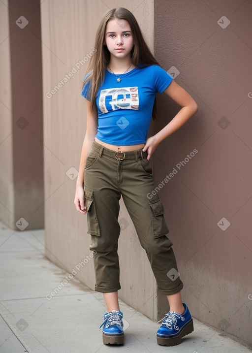 American teenager girl with  brown hair