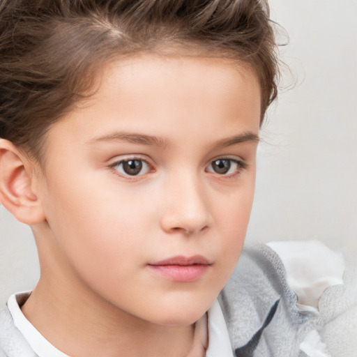 Neutral white child female with short  brown hair and brown eyes