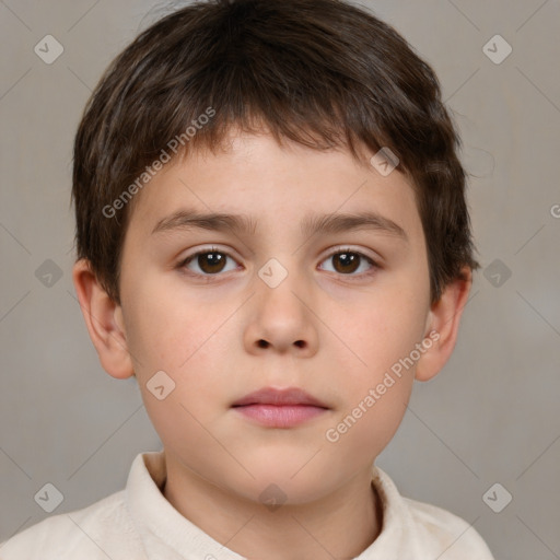 Neutral white child male with short  brown hair and brown eyes