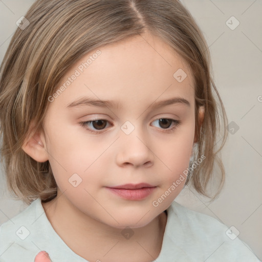 Neutral white child female with medium  brown hair and brown eyes