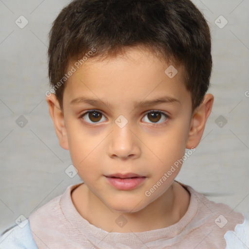 Neutral white child male with short  brown hair and brown eyes