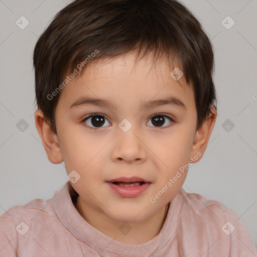 Neutral white child male with short  brown hair and brown eyes