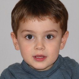 Neutral white child male with short  brown hair and brown eyes