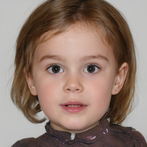 Neutral white child female with medium  brown hair and brown eyes