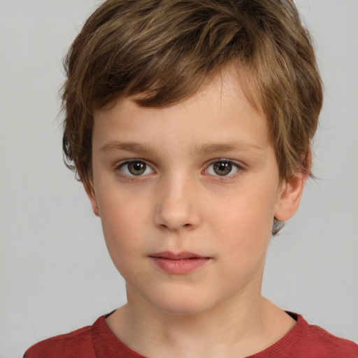 Neutral white child male with short  brown hair and brown eyes