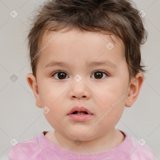 Neutral white child male with short  brown hair and brown eyes