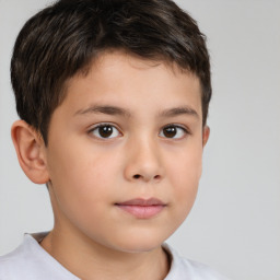 Neutral white child male with short  brown hair and brown eyes