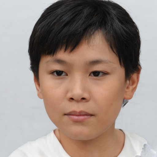 Neutral asian child female with short  brown hair and brown eyes