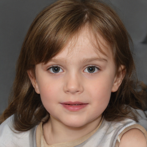 Neutral white child female with medium  brown hair and brown eyes