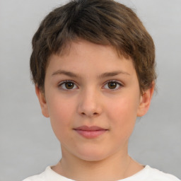 Neutral white child female with short  brown hair and brown eyes