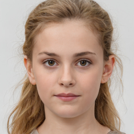 Neutral white child female with medium  brown hair and brown eyes