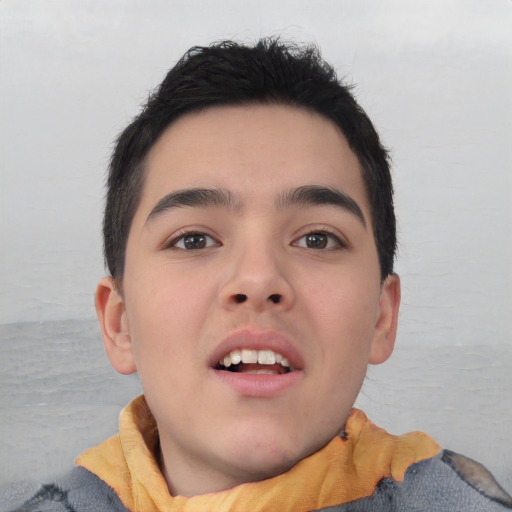 Neutral asian young-adult male with short  brown hair and brown eyes