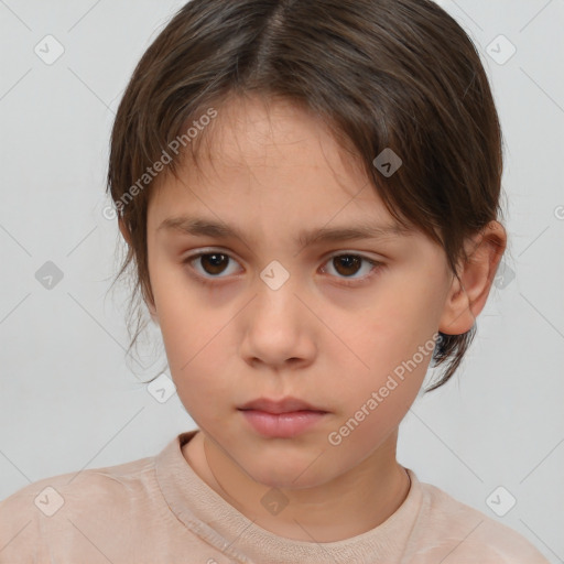 Neutral white child female with medium  brown hair and brown eyes