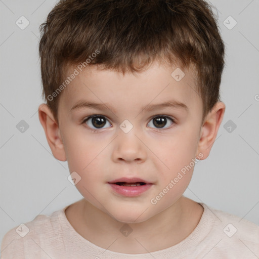 Neutral white child male with short  brown hair and brown eyes