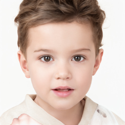 Neutral white child female with short  brown hair and brown eyes