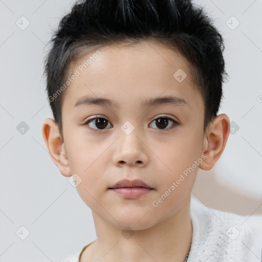 Neutral white child male with short  brown hair and brown eyes