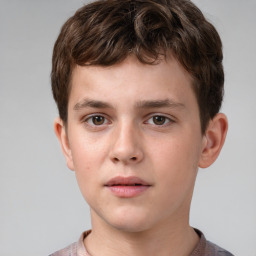 Neutral white child male with short  brown hair and grey eyes