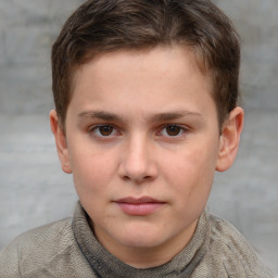 Neutral white child male with short  brown hair and grey eyes